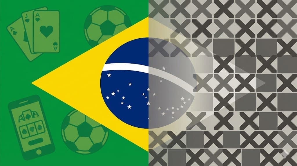 Split Brazilian flag showing gambling ban concept