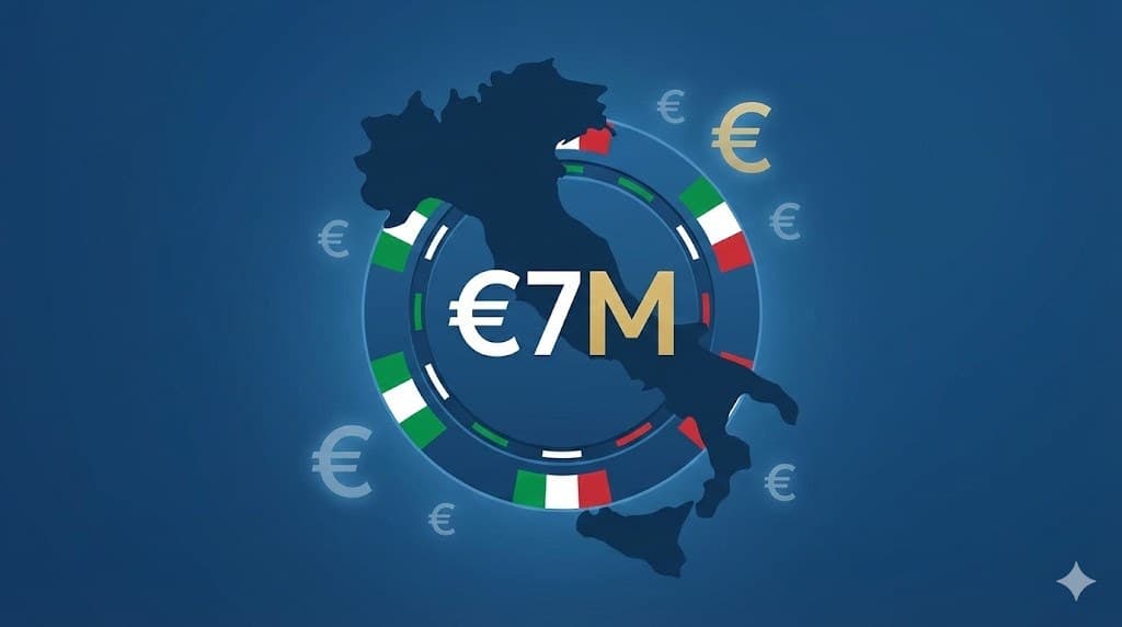 Italy map as casino chip showing €7M license cost