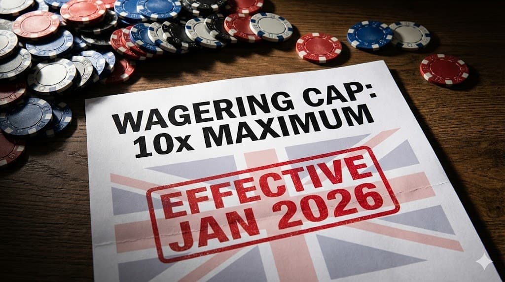 UKGC document showing 10x wagering cap rule effective January 2026